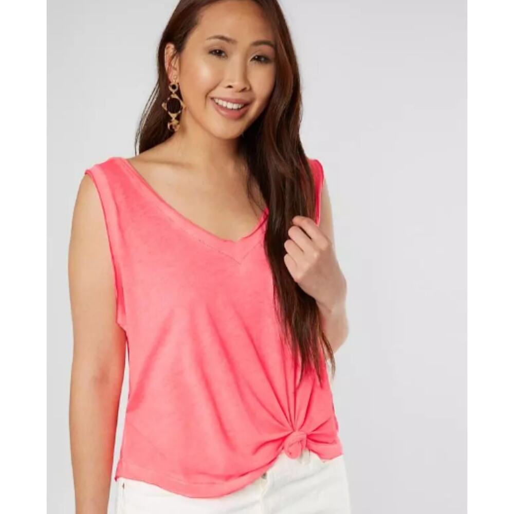 Free People FP Movement Henry Active Tank Top S Pink Sleeveless V Neck Cotton